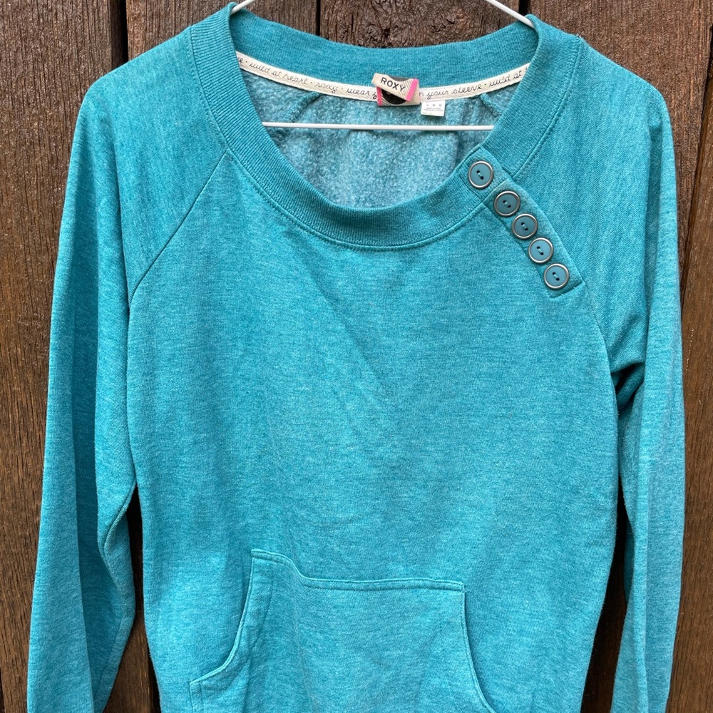Teal Roxy Fleece-Lined Hoodie Size: Large